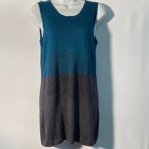 Moffi Women's Knit Dress or Tunic top in Teal and Gray